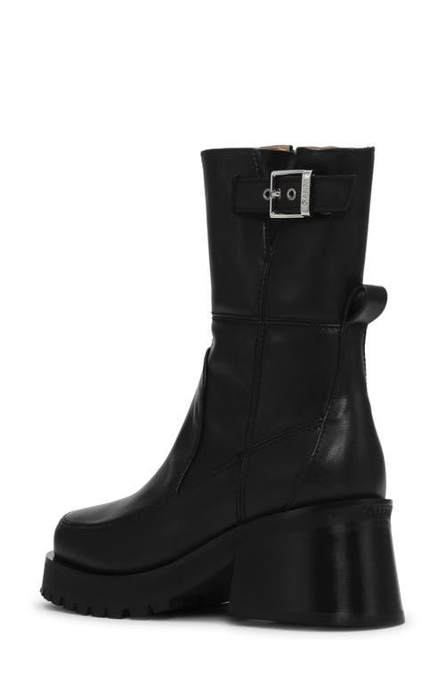 Shop Ganni Moc Toe Platform Bootie In Black