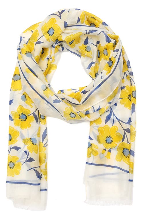 sunshine floral cotton & silk scarf in Cream
