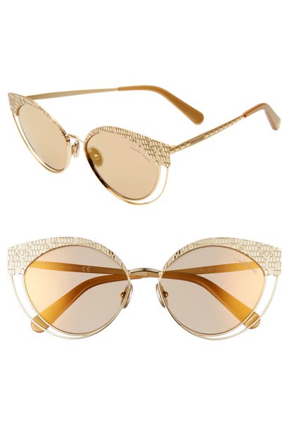 Roberto Cavalli 57mm Cat Eye Sunglasses In Endura Gold/ Brown Mirror