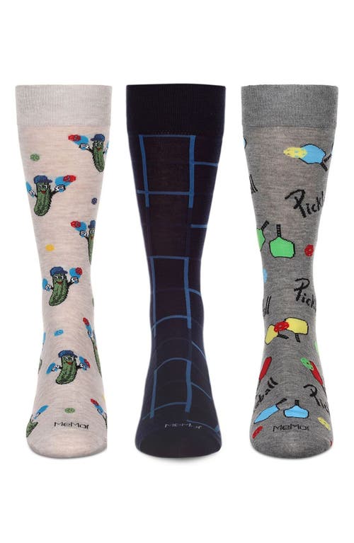 Memoi Sports Assorted 3-pack Crew Socks In Light Gray Heather