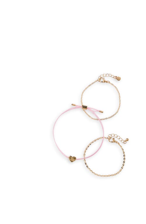 Set of 3 Bracelets in Gold- Pink