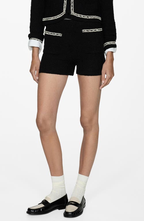 Mango Contrast Trim Knit Shorts In Black