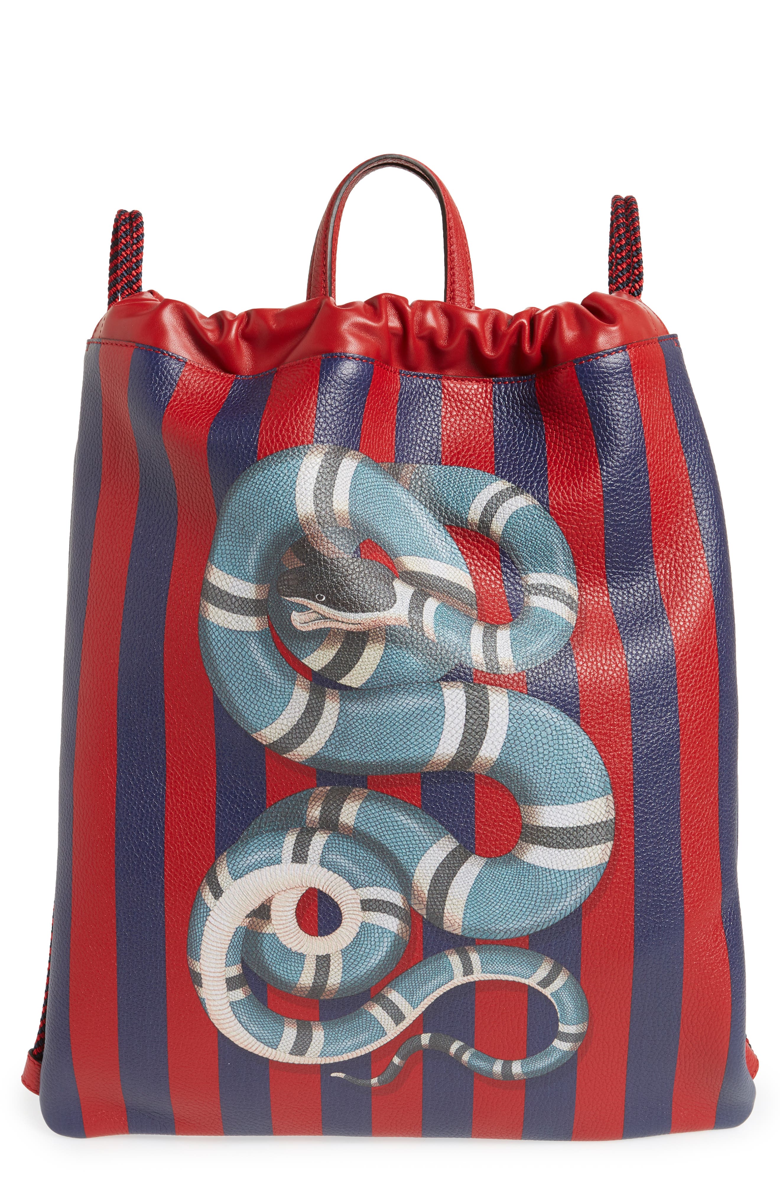 Gucci Kingsnake Stripe Leather Drawstring Backpack Nordstrom