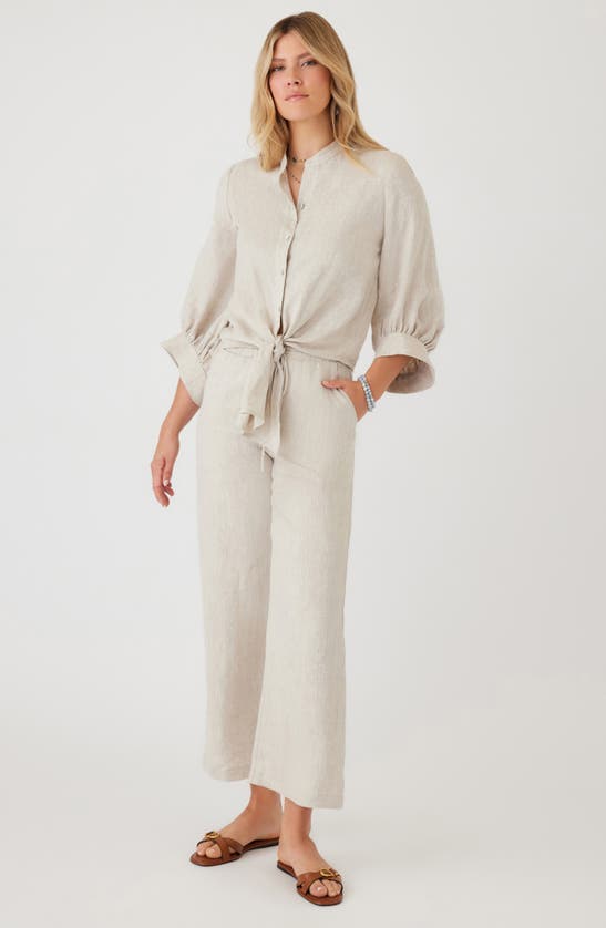 KAREN KANE KAREN KANE TIE FRONT LINEN BUTTON-UP SHIRT 