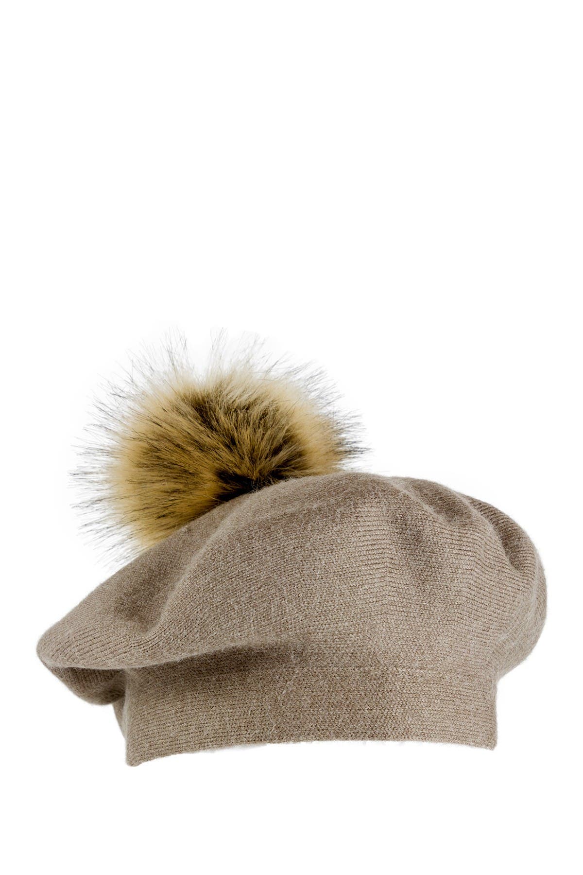 Just Jamie Faux Fur Pom Pom Solid Beret Nordstrom Rack