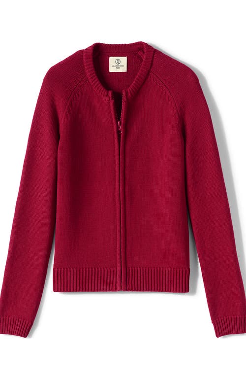 Lands' End School Uniform Girls Cotton Modal Zip-front Cardigan Sweater In Red
