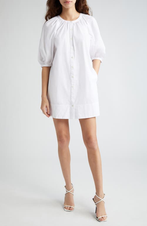 STAUD Vincent Stretch Cotton Mini Shirtdress White at Nordstrom,