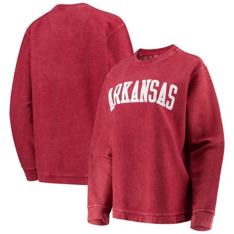 Women's Pressbox Red Wisconsin Badgers Comfy Cord Vintage Wash Basic Arch  Pullover Sweatshirt