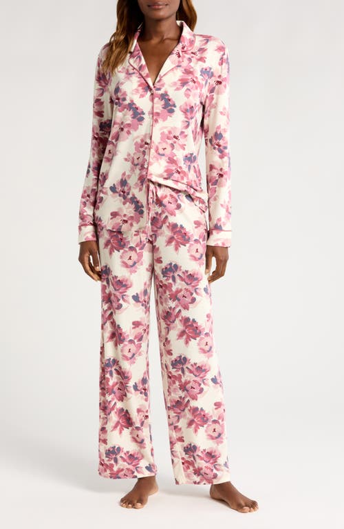 Shop Nordstrom Moonlight Eco Knit Pajamas In Ivory Egret Paintedseas Floral