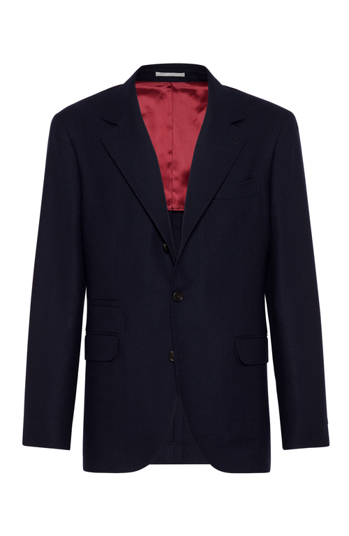 Shop Brunello Cucinelli Hopsack Deconstructed Blazer In Navy Blue