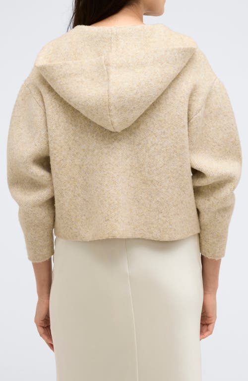 Shop Kenneth Cole Oversize Crop Sweater Hoodie In Heathered Driftwood