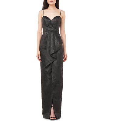 Love By Theia Jacquard Column Gown, Black