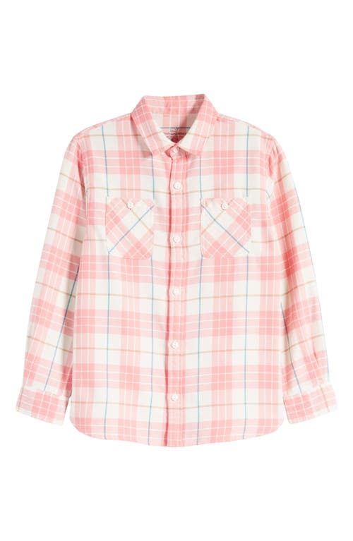 vineyard vines Kids' Plaid Flannel Button-Up Shirt Mist Pind at