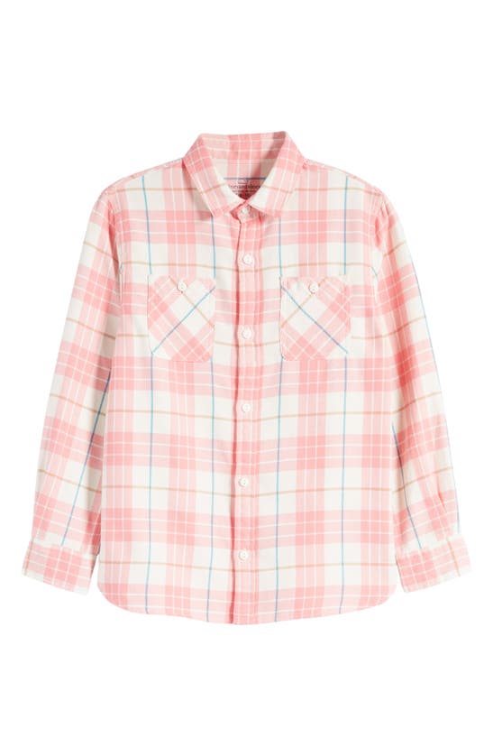 Vineyard Vines Kids' Plaid Flannel Button-up Shirt In Mist Pind Plaid