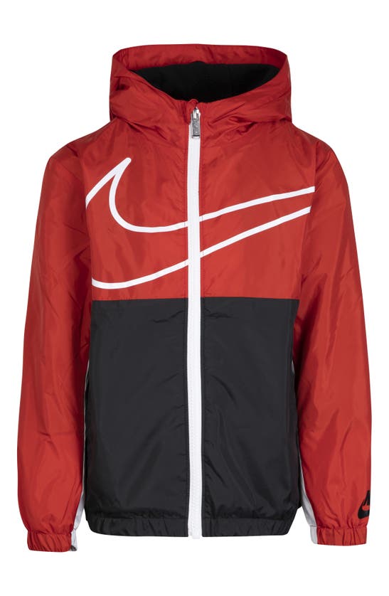 Nike Kids' Swoosh Fleece Lined Windrunner Jacket In University Red