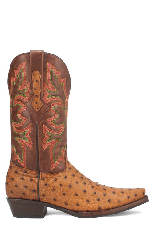 Dingo Outlaw Ostrich Embossed Cowboy Boot In Tan