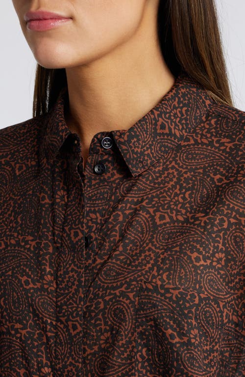 Shop Cleobella Poppy Paisley Print Organic Cotton Voile Button-up Shirt In Siena Print