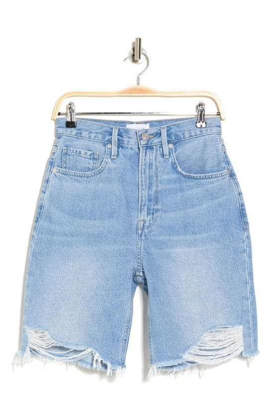 Frame High Waist Denim Bermuda Shorts In Zona Rips