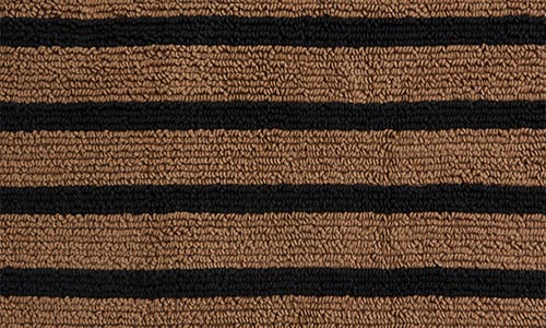 Parachute Resort Stripe Organic Cotton Bath Mat In Camel With Soft Black
