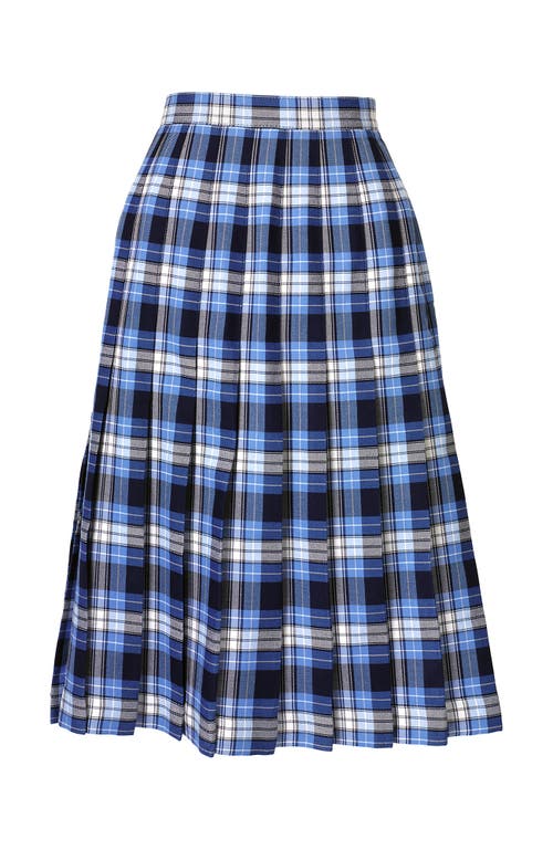 Shop Lands' End School Uniform  Plaid Pleated Skirt Below The Knee In Clear Blue Plaid