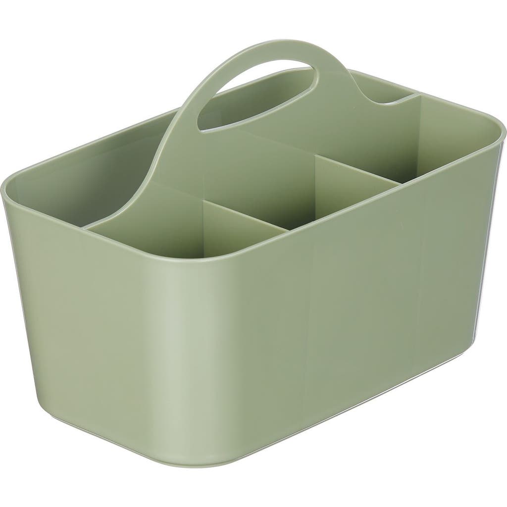 Mdesign Plastic Shower Caddy Storage Organizer Basket With Handle In Olive Green