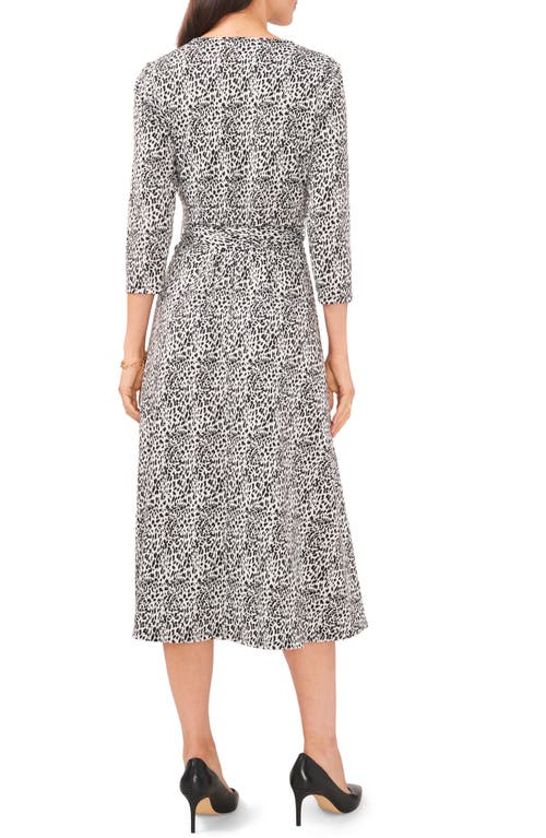 Shop Chaus Animal Print Jacquard Midi Dress In Black/white