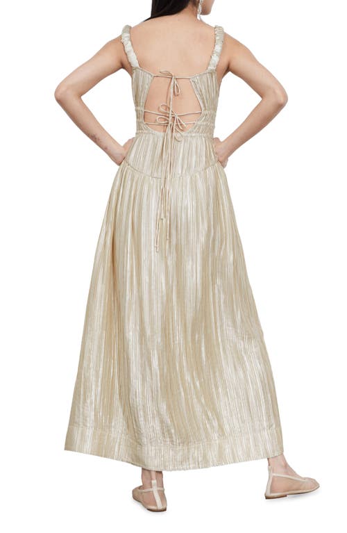 Shop & Other Stories Pleated Metallic Satin Dress In Cream