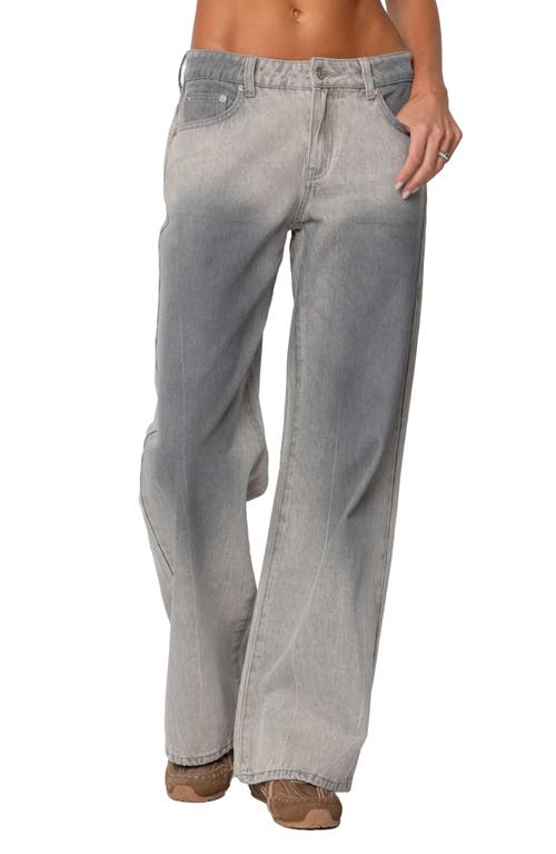 Edikted Joe Low Rise Wide Leg Jeans In Gray-washed