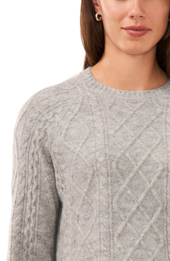Halogen Mixed Stitch Sweater In Light Heather Grey