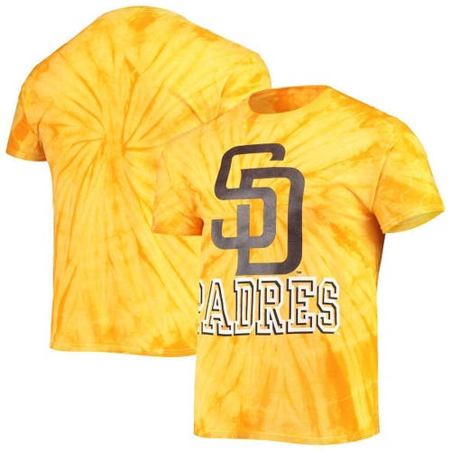 Men's Stitches Gold San Diego Padres Spider Tie-Dye T-Shirt
