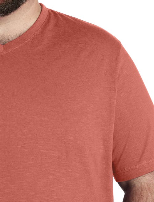 Shop Harbor Bay By Dxl Slub Knit V-neck T-shirt In Burnt Sienna