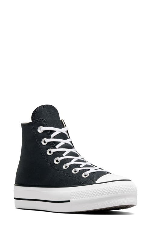Converse Chuck Taylor All Star Lift Mid Top Sneaker Black/White/White at Nordstrom,