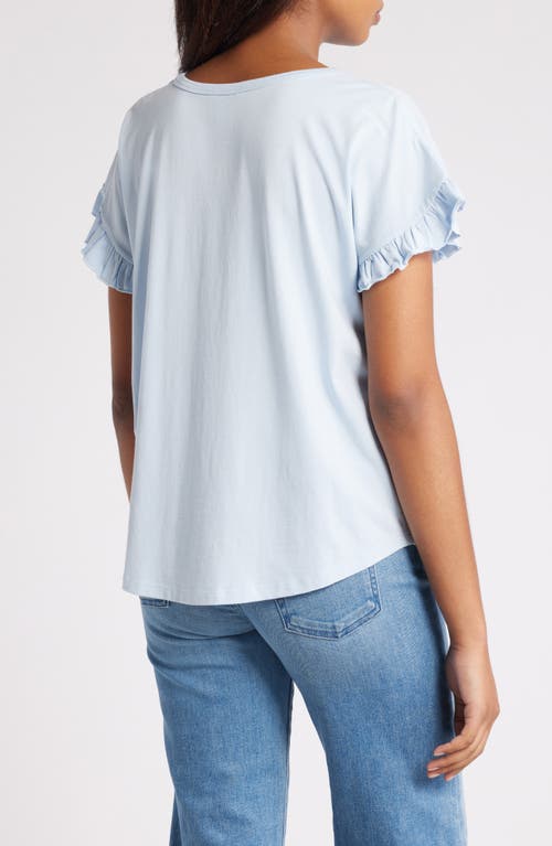 Shop Caslonr Caslon(r) Ruffle Trim Top In Blue Skyway