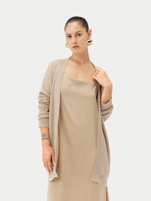 Shop Gobi Mongolian Cashmere Organic Color Self-belt Cashmere Cardigan In Warm Grey