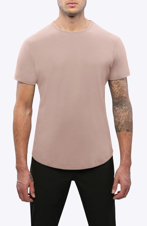 Shop Cuts Ao Curve Hem Cotton Blend T-shirt In Desert Sandstone