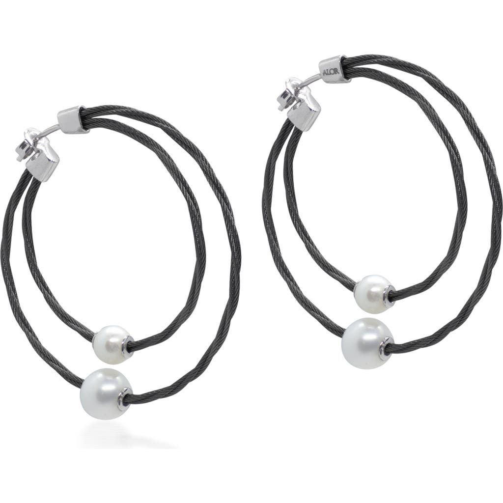 Shop Alor ® Cultured Freshwater Pearl Rope Hoop Earrings In Black