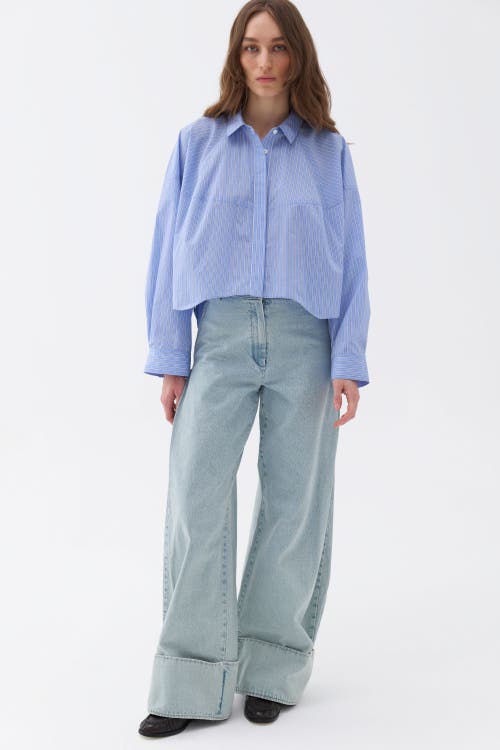 Shop Nocturne Oversized Button-up Shirt In Blue