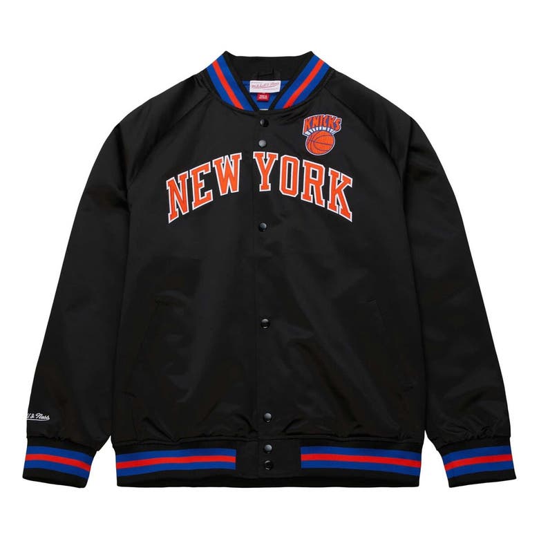 Shop Mitchell & Ness Black New York Knicks Big & Tall Hardwood Classics Wordmark Satin Raglan Full-zip Ja