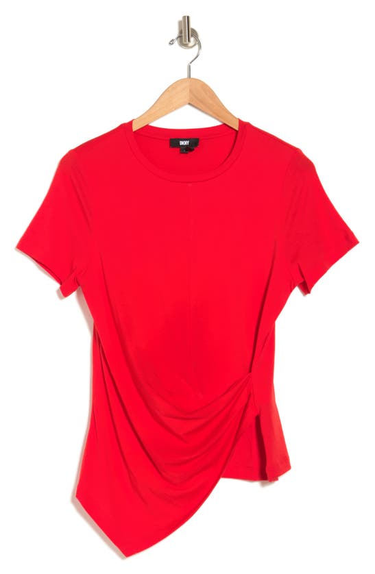 Shop Dkny Sport Faux Wrap T-shirt In Flame Red