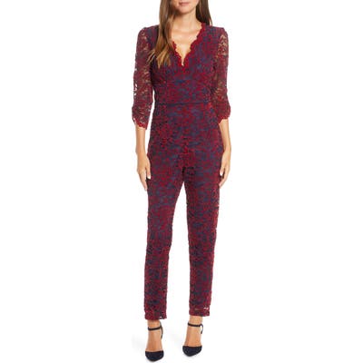 Adelyn Rae Ari Evening Lace Jumpsuit, Red