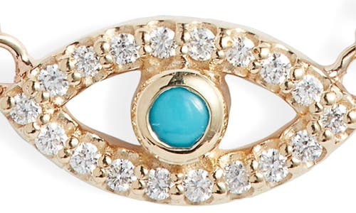 Zoë Chicco Evil Eye Turquoise & Diamond Pendant Necklace In Yellow Gold