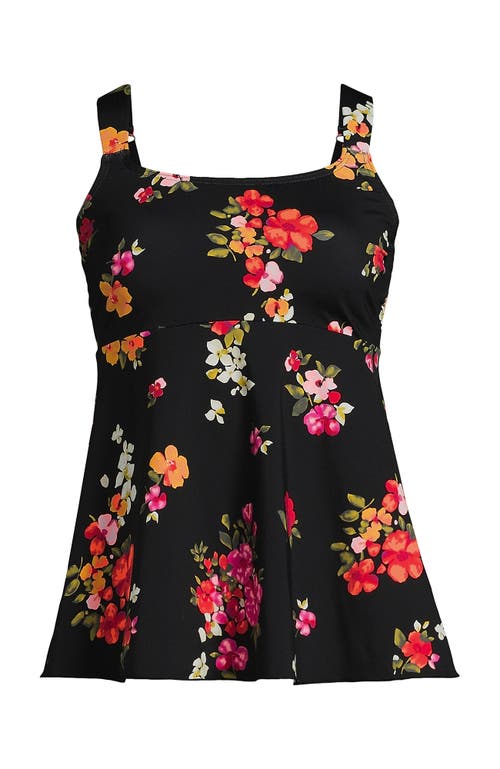 Shop Lands' End Flutter Scoop Neck Tankini Top In Black Meadow Floral