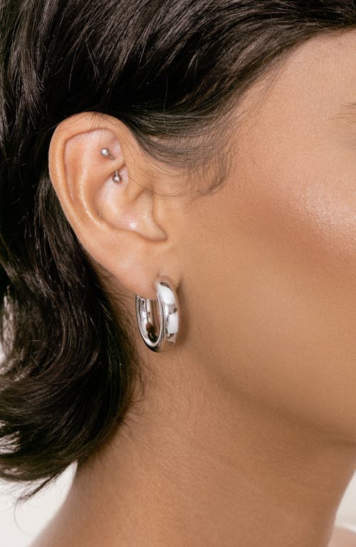 Shop Ettika Set Of 2 Hoop Earrings In Rhodium