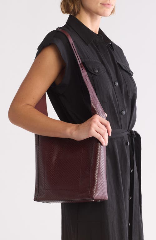 Shop Rag & Bone Small Belize Basketweave Embossed Leather Shopper In Wine