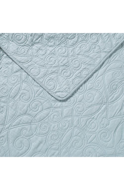 Laura Ashley Felicity Pastel Grey Quilt Set In Breeze Blue