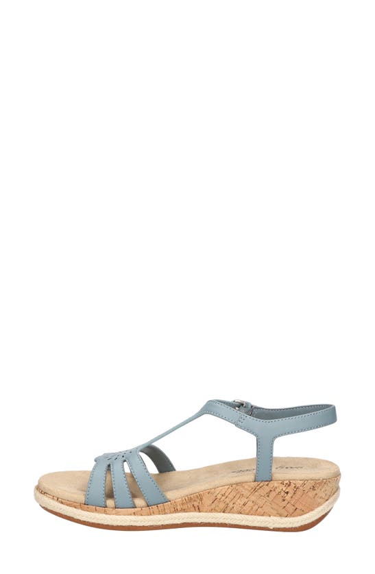 Easy Street Dorinda Womens Faux Leather T-bar Espadrilles In Blue