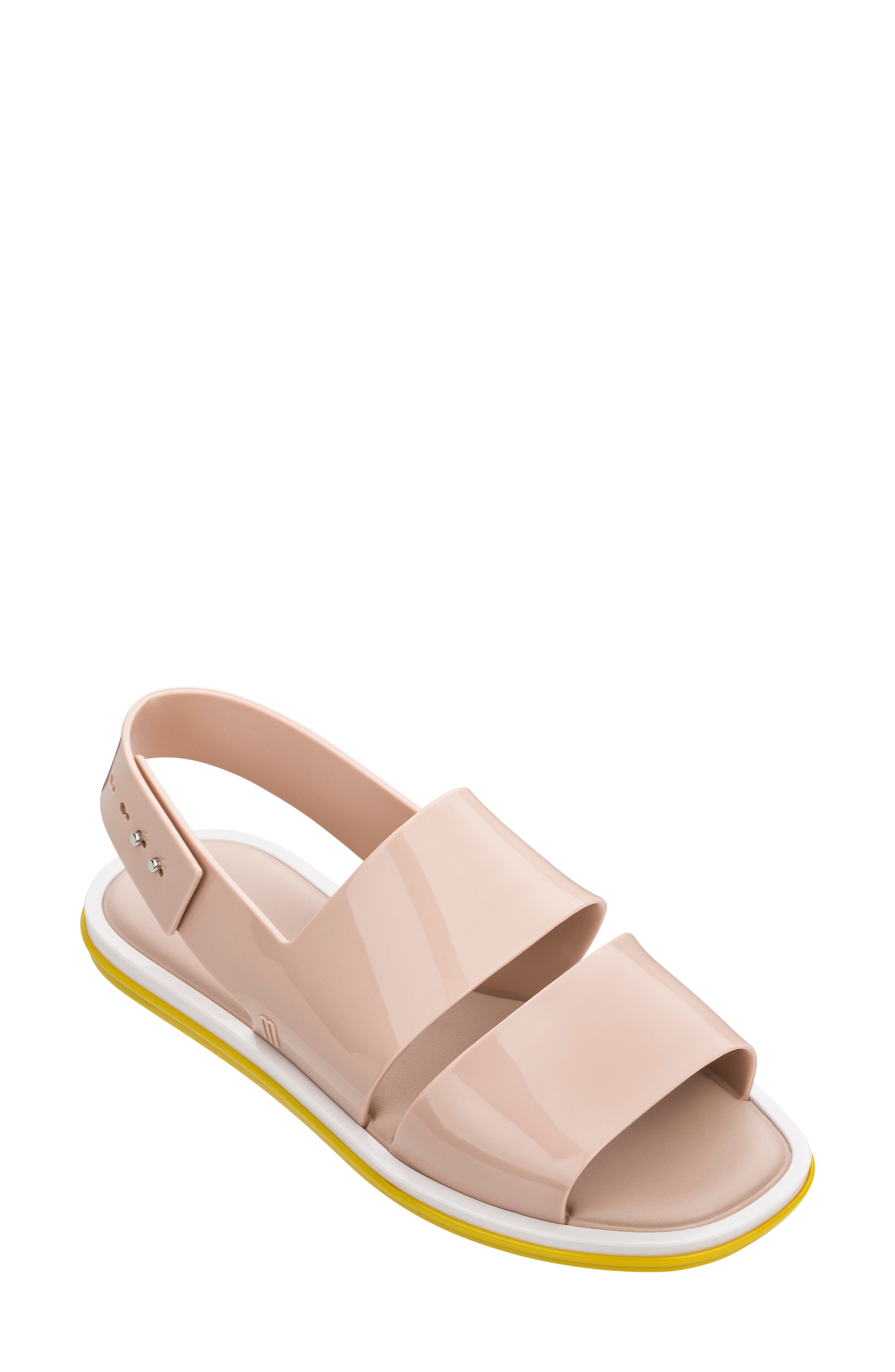 Melissa Carbon Ad Slingback Flat Sandal In Yellow/pin