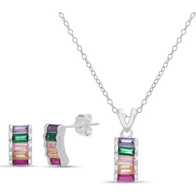 Lesa Michele Rainbow 3-Piece Pendant & Stud Set