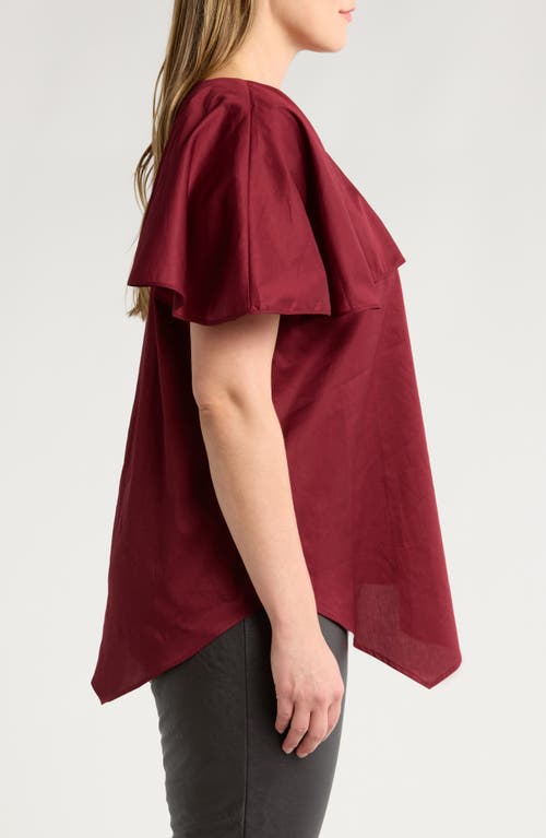 Shop Harshman Tatyana Ruffle Asymmetric Cotton Top In Burgundy