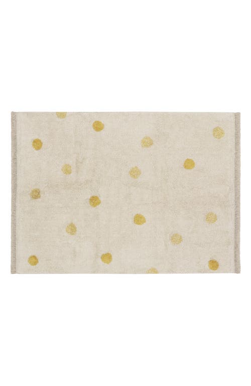 Lorena Canals Polka Dot Fringe Trim Washable Cotton Blend Rug in Natural at Nordstrom